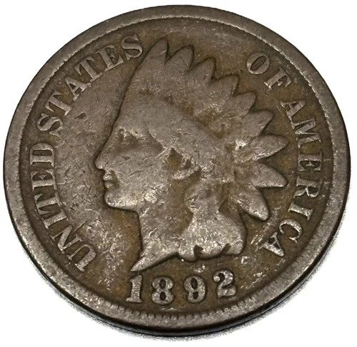 1892 Indian Head Cent Penny Good Condition 1c One Cent US Coin- 0725