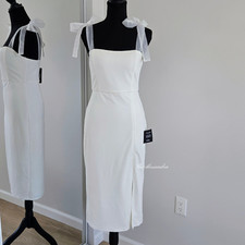 Lulus White Tie Strap Bodycon Midi Dress Small Romantic Celebration New With Tag