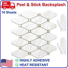 STICKGOO 10 Sheets Peel And Stick Backsplash, Polished Dolomite PVC Mixed Metal