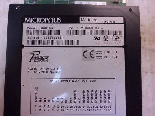 3391SS YTSS50-04-4 micropolis tomahawk 9.1GB WIDE-ULTRA scsi 3.5 inch hard driv