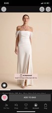 White Off-the-Shoulder Column Ruching Full-Length Wedding Dress