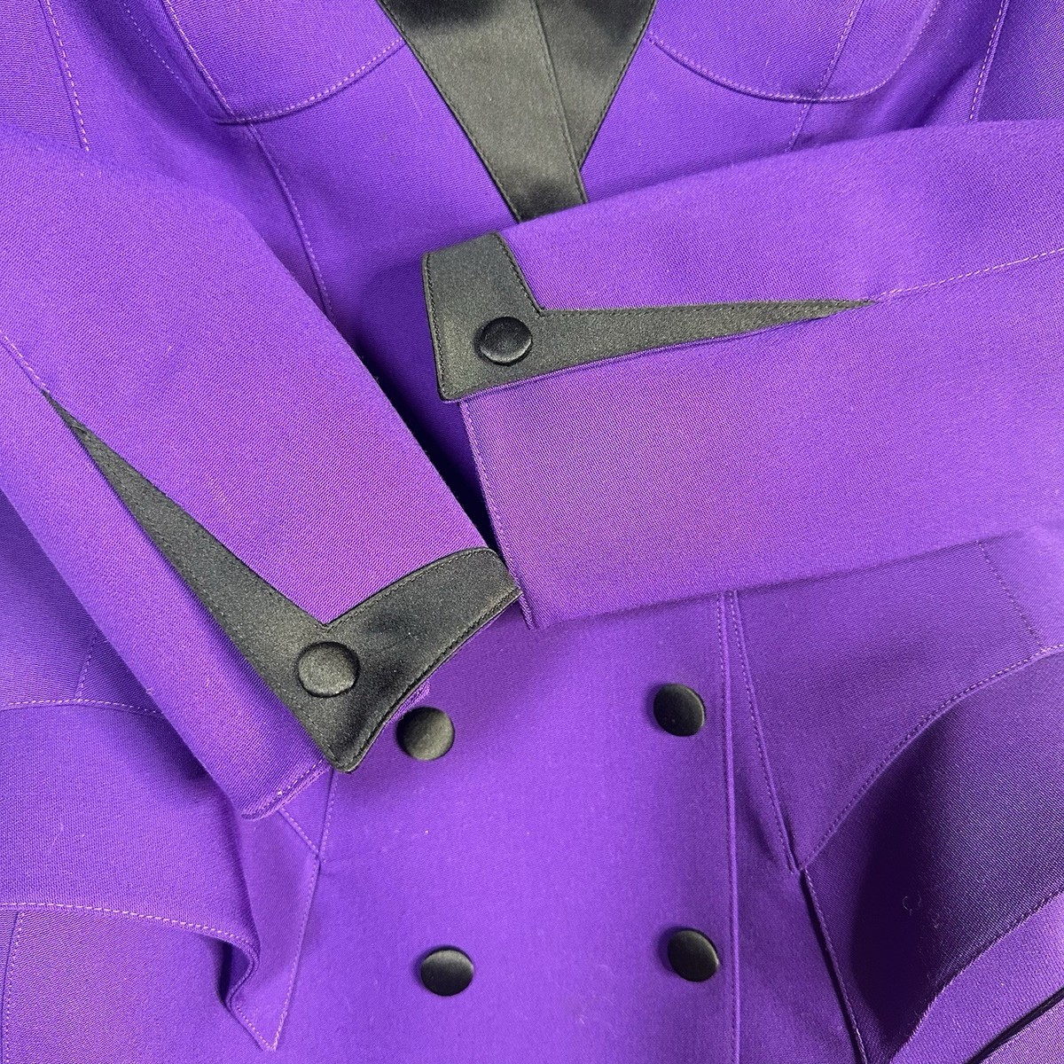 Thierry Mugler 紫黒テーラードジャケット Vintage 80s Thierry Mugler Purple Blazer Jacket Skirt Suit Set