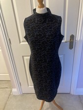 NEXT DRESS SIZE UK 16 ANIMAL PRINT BLUE BLACK ROSE GOLD VGC