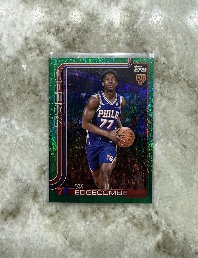 2025-26 Topps VJ Edgecombe Green Rainbow Foil 41/99 RC Philadelphia 76ers #203