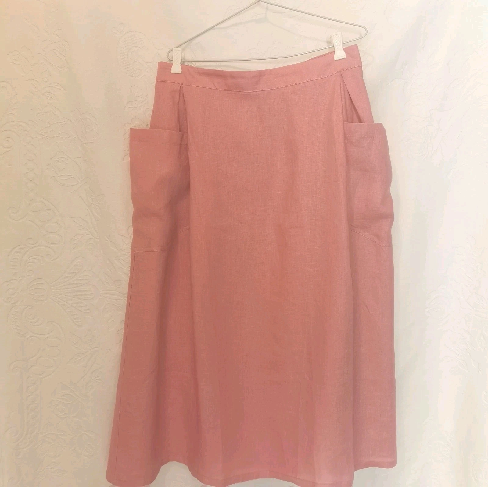 Lintico Linen Skirt Marina Elastic Waist Cargo Pockets Sz XL Coastal Chic NWT