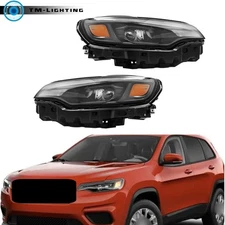For Jeep Cherokee 2019-2021-2022 Headlight LED Left&Right W/Ballast Clear Black