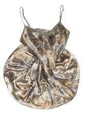 ADONNA Shiny Satin Floral Lace Sheer Trim Nightie Nightgown M