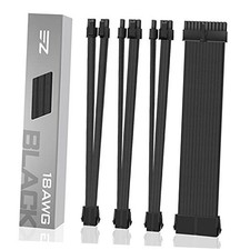 PSU Cable Extension Sleeved Custom Mod GPU PC Power Supply Soft Nylon Black