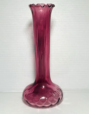 Vintage Hand-Blown Pilgrim Cranberry Glass Bud Vase 7 1/8" tall.