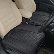 BFXM 2PCS Bottom Seat Covers for Cars, Black Leather Front Seat Covers