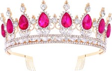 Tiara Crown for Women Crystal Queen Crowns Princess Tiaras with Comb Pink