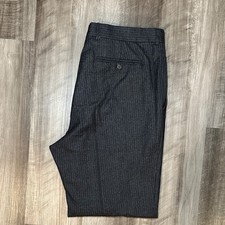 Carolina Herrera CH Charcoal Wool Pinstripe Trousers - Measures 37x30.5