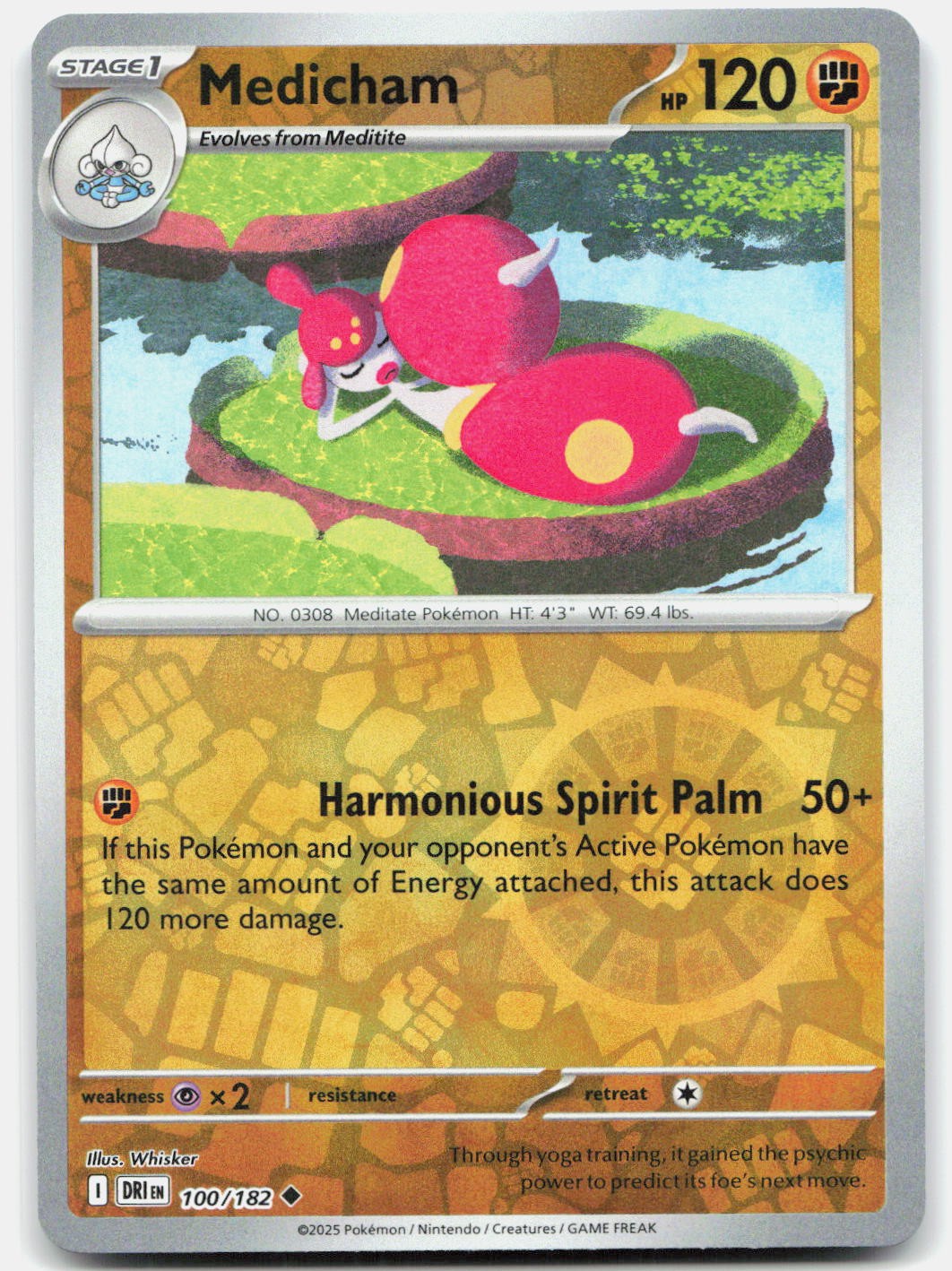 Medicham Uncommon Destined Rivals Reverse Holo 100/182 NM/M Pokemon