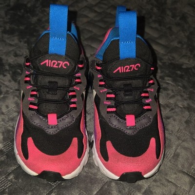 Nike Air Max 270 React Unisex Kids Low Top Sneakers US 11 Black Pink Blue