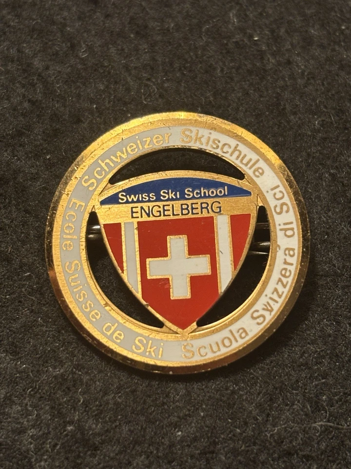 🇨🇭Pin Brosche Abzeichen Schweizer Skischule Engelberg Schweiz ~1980 Alpen 28cm - Bild 2 von 4