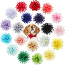 20 Pcs 4.7 Inch Dog Collar Flowers Bow Multicolored Pet Bow Collar Charms Access