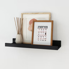 40cm Black Floating Picture Ledge Shelf Wood Wall Mounted Display Rack Slim Shor