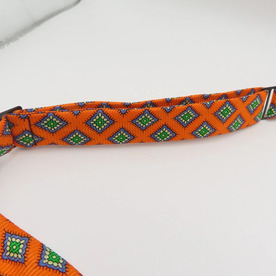 The Bow Tie Club Bow Tie Orange Green Purple 2.5" Wide Self Tie Silk USA - image 4 of 4