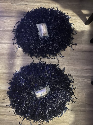 Vintage Dehen Knitting Co Cheerleading Pom Pom’s With Handles  Large Dark Blue