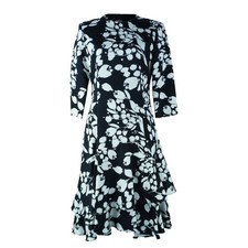 Carolina Herrera Mid-Length And White Floral Dress Women Black Size 2