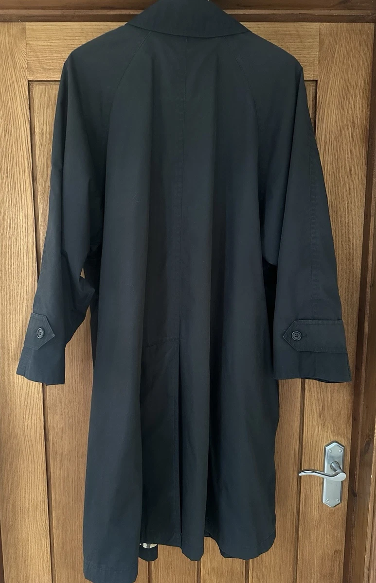 Abrigo largo Burberry vintage negro original para mujer forro clásico tartán
