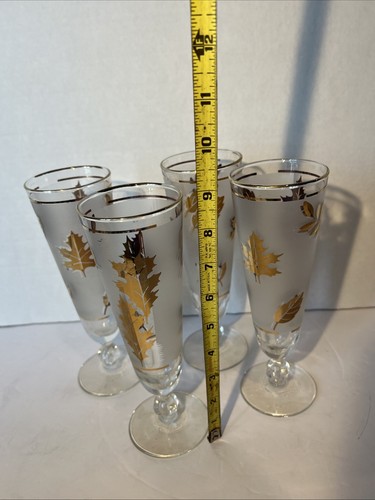 Vasos Pilsner vintage Libbey Gold Leaf 8-3/4" 12 oz - Lote de 4 - Imagen 8 de 9