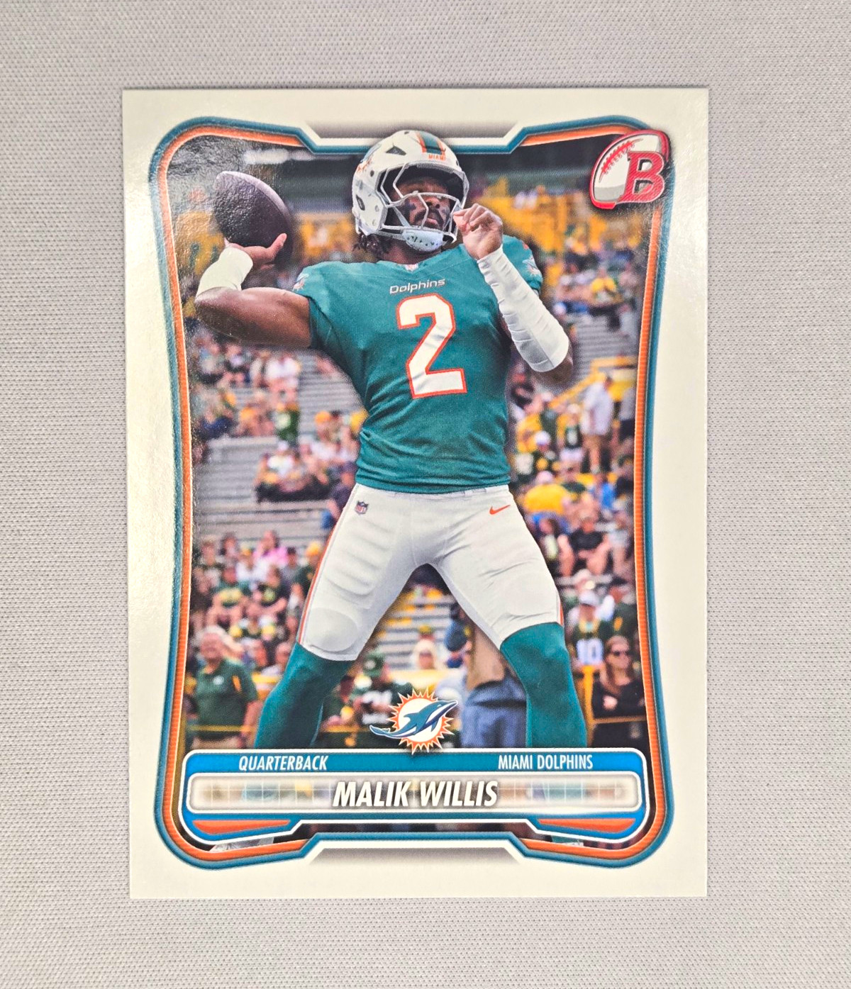 Topps 2026 Bowman Malik Willis #41 Miami Dolphins Base Set NFL Football Card