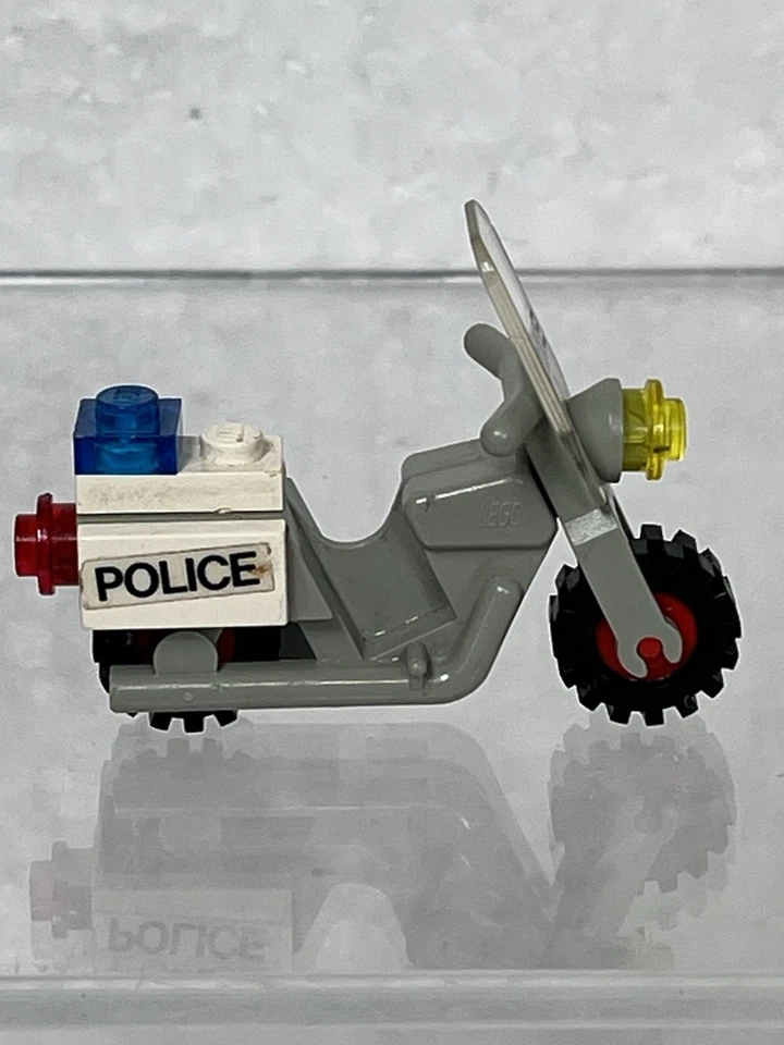 Винтажный Lego серый полицейский мотоцикл замена для полицейского участка 6384 велосипед только - Изображение 3 из 4
