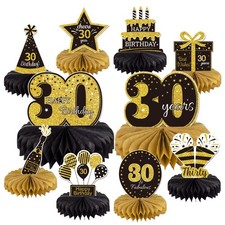 Black Gold 30th Birthday Decorations Centerpieces Vintage Birthday Table Sign