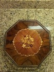 Italian Marquetry Wood Inlaid Octagon Tray Brass Handles Serving Vanity Ornate.  — photo 1