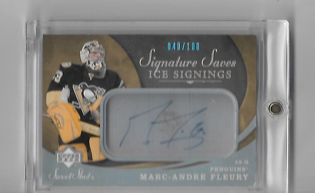 2007-08 Upper Deck Sweet Shot - Signature Shots/Saves Ice Signings Fleury 40/100