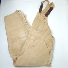90s Carhartt R02 Bib Overall Union USA Men's 46x28 Duck Canvas Quilt Insulated