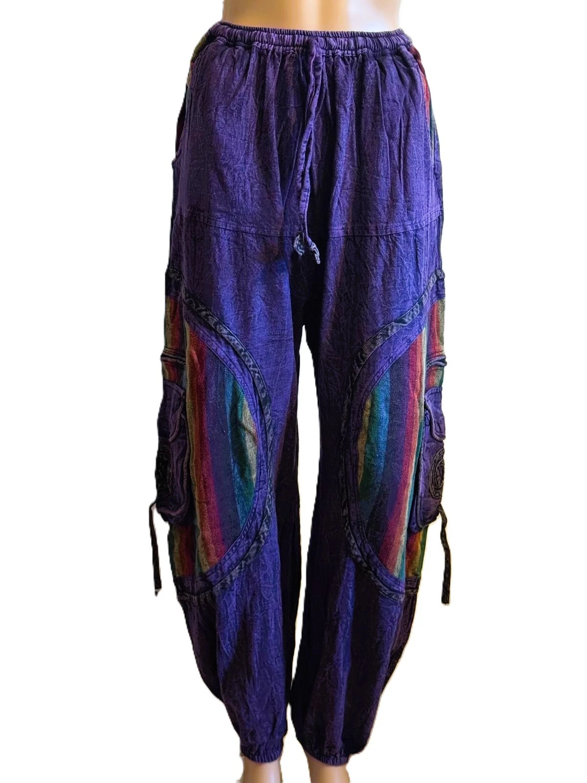 Boho Patchwork Harem Pants –Unisex Hippie Festival Trousers | Comfortable Cotton