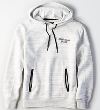 Men's American Eagle AEO Graphic Active Flex Popover Hoodie Large Heather Gray