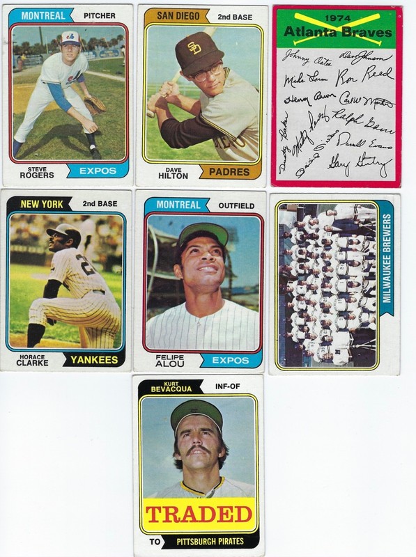 1974 TOPPS BASEBALL LOT OF 7 CARDS - GOOD VARIETY