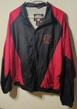 Hartwell Powerhouse Gym Vintage 80s 90s Retro Track Jacket Red Black Nylon L