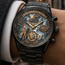 FREESHIP Tintin x Sherlock Holmes Black Stainless Steel Watch V3