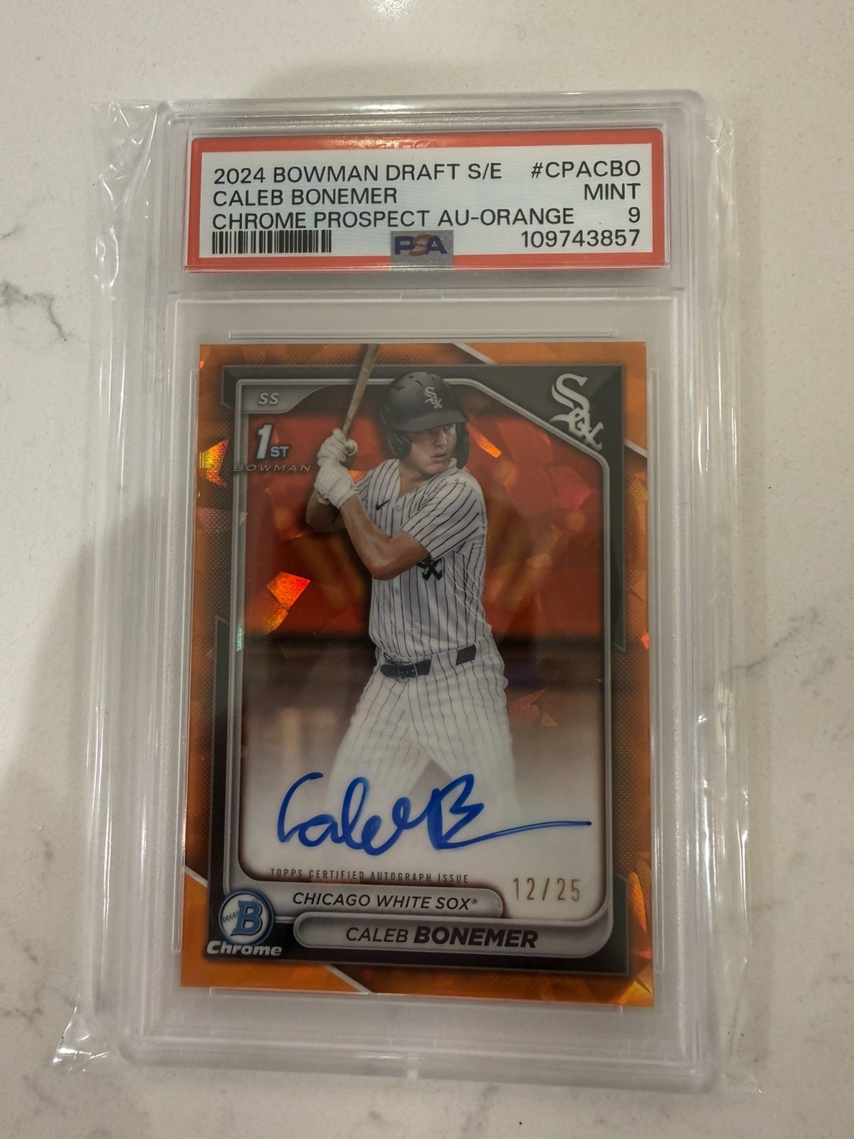 2024 Bowman Draft Sapphire Caleb Bonemer 1st Chrome Orange Auto /25 📈🔥