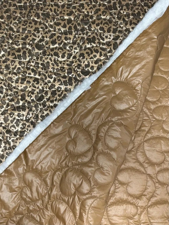 Steppstoff Jackenstoff Herzchen Animalprint doppelseitig - Bild 2 von 3