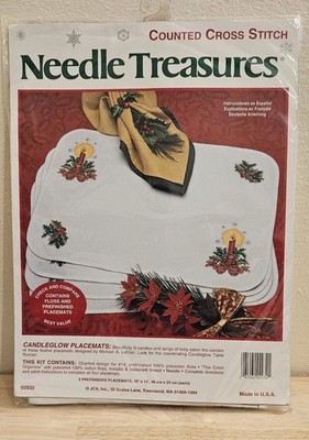 Christmas CrossStitch Needle Treasures Kit 4 Candleglow Placemats 02932,  P2