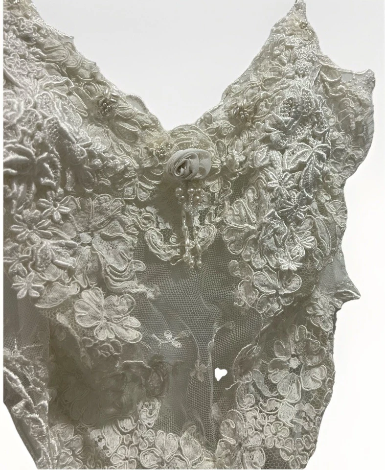 Lencería nupcial vintage Jonquil de Diane Samandi marfil floral con cuentas peluche talla M Foto 3 de 4