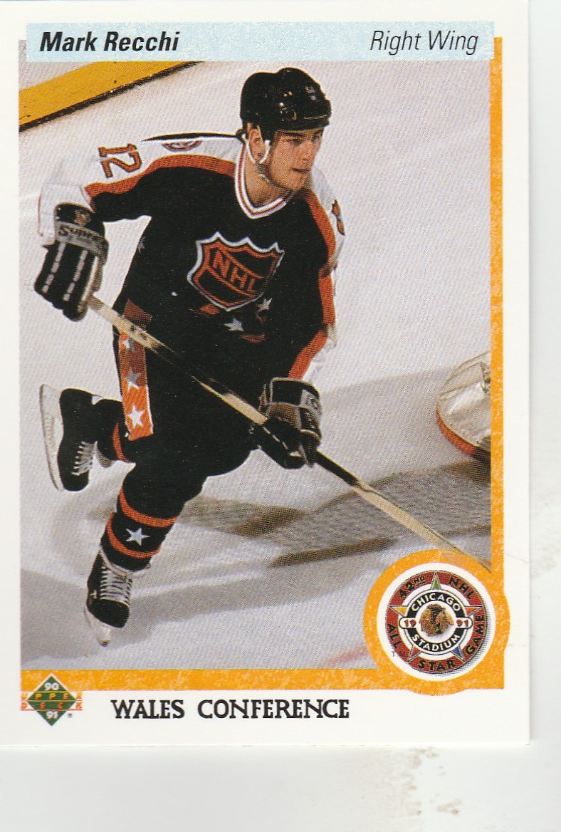 FREE SHIPPING-MINT-1990-91 (PENGUINS) Upper Deck #487 Mark Recchi ALL STAR