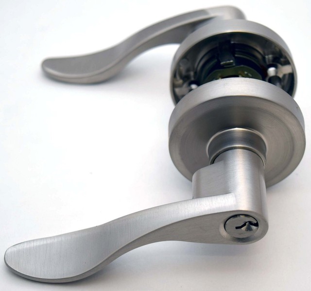 NEW Atlas Home Security RIGHT Door Handle Keyed Entry Nickel Lever Lock knob eBay