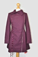 New Joe Browns Absolute Coat With Asymmetric Zip & Corset Details In Burgundy 8