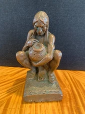 ANTIQUE KBW (KATHODIAN BRONZE WORKS) BRONZE CLAD NATIVE AMERICAN SINGLE BOOKEND