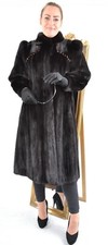 US5043 REAL WOMEN MINK FUR COAT RANCH MINK JACKET FULL LENGTH SIZE L NERZMANTEL