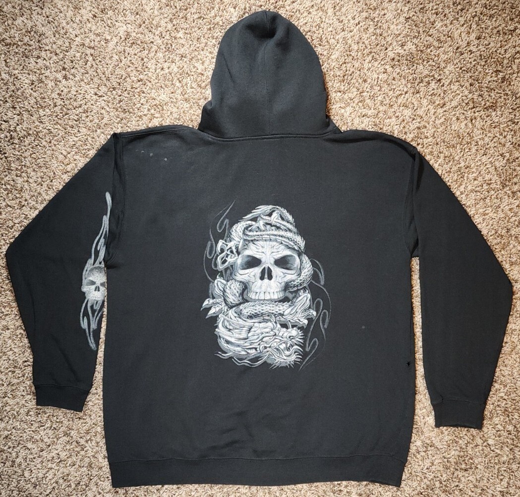 Vintage Top Heavy Hoodie 2001 Y2K Sz XL Dragon Skull Double Vintage Top Heavy Hoodie 2001 Y2K Sz XL Dragon Skull Double