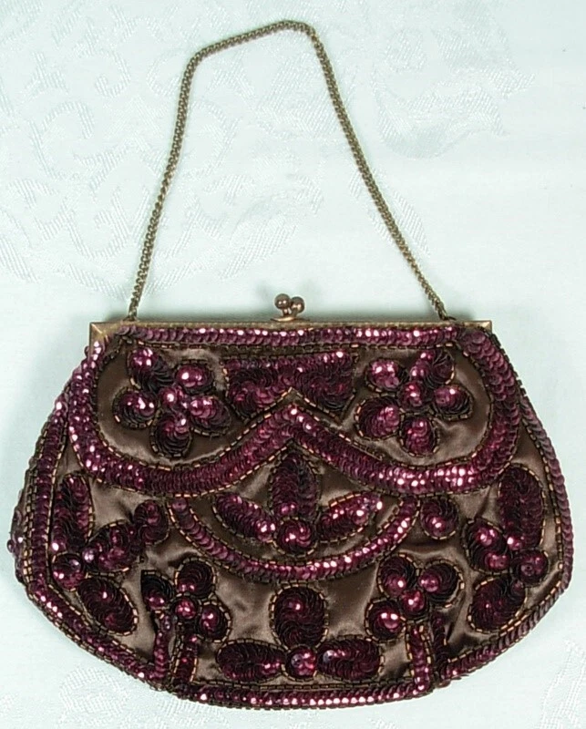 Vintage art deco Beaded and sequin Black gold Evening Bag purse – Loved &  Loved Again