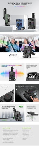 Wireless Bluetooth-5.3 FM Transmitter Radio Adapter USB Ports Car Fast Charger - Picture 12 of 12