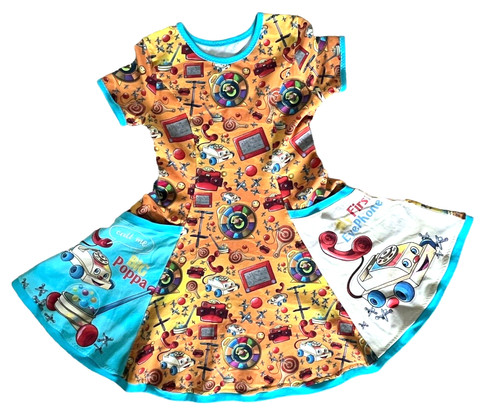 Vintage Fisher Price Toys Fabric Girls Dress Custom Made Fit & Flare Size 10
